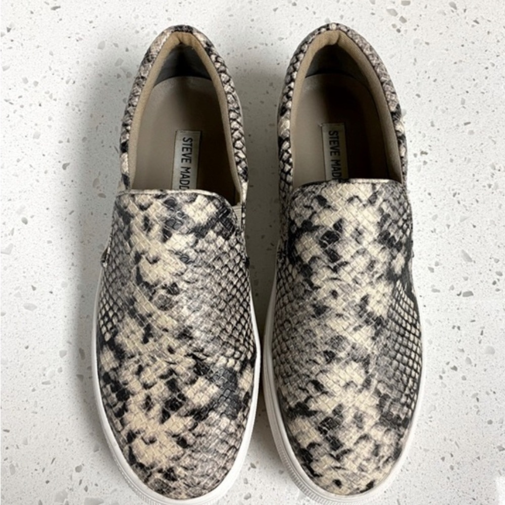 COPY - Steve Madden Gills Natural Snake Skin Print Slip-On Sneakers